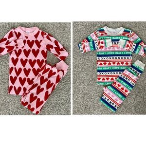 Hanna Andersson Girls Long Sleeve Hearts Pajama Set Bundle Size 8